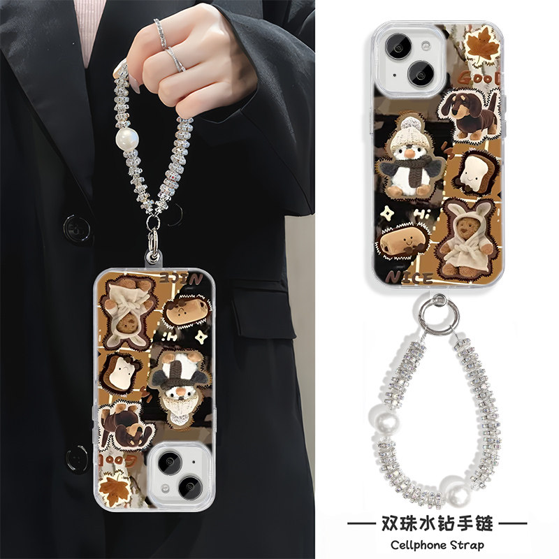 企鹅玩偶iPhone16手机壳带挂绳FINDX8S羽纱链条13苹果15Plus适用NOVA12硬14ProMax高级感Y300I女ins风K80创意