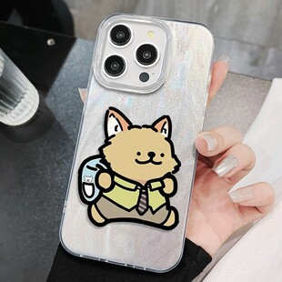 iPhone14羽纱OPPOK13TURBO硬苹果12卡通高颜值16plus手机壳17带挂绳15可爱适用华为MATE80PROMAX狐狸线条小狗