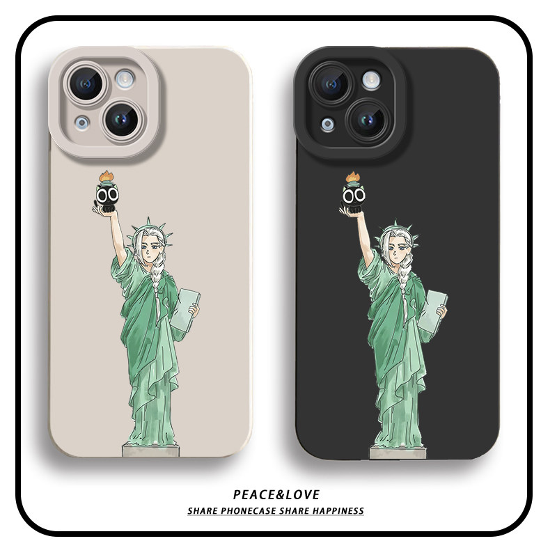 瞳眼15Plus卡通苹果17ProMax可爱红米TURBO5适用iPhone16手机壳软13自由女神罗小黑OPPOReno14动漫华为Mate80