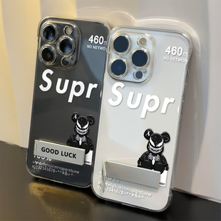 华为NOVA13适用硬16毒液蜘蛛侠暴力熊iPhone手机壳带支架苹果15透明超薄14plus无边框12ProMax高级感x200潮酷