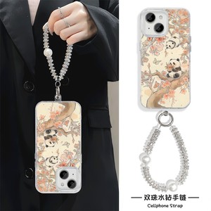 手机壳带挂绳14PLUS苹果12硬适用ins风iPhone17桃花熊猫Reno13荣耀MAGIC8可爱15ProMax羽纱16小清新a6红米K90