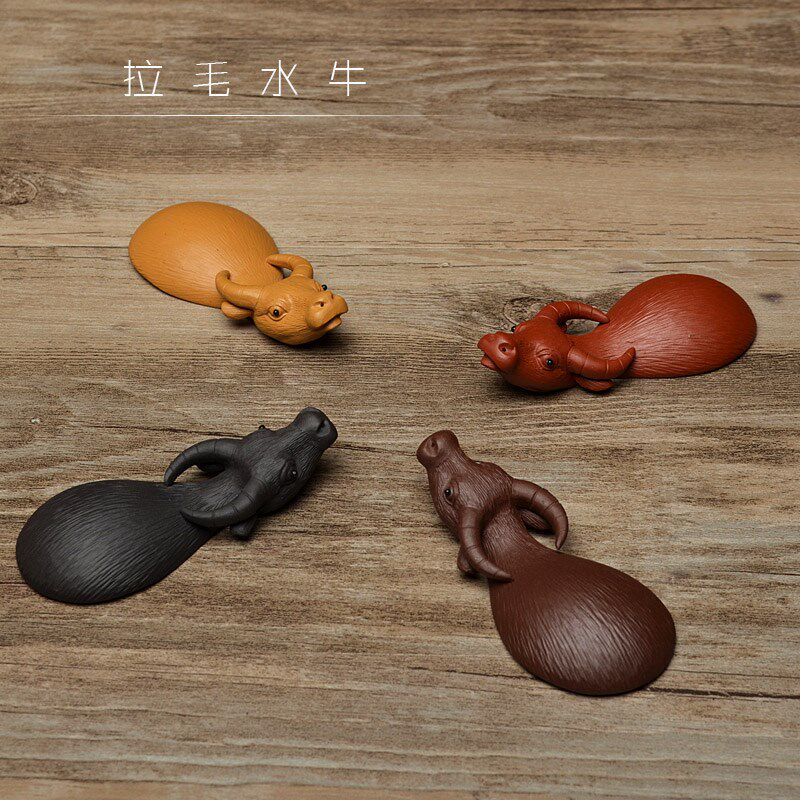 茶宠摆件精品紫砂拉毛小水牛雕塑茶玩茶盘装饰把件X紫砂礼物礼品