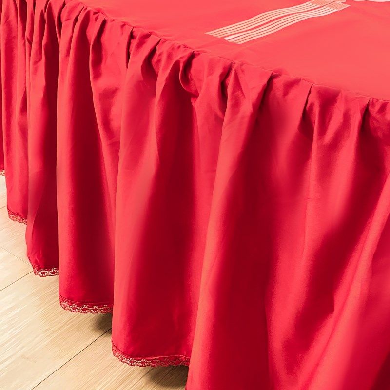 结婚床上用品四件套大红色婚庆床裙全棉结婚M印花喜被圆床2.0m,床上用品,婚庆床品套件,淘宝优惠券,粉丝福利购,淘宝优惠卷