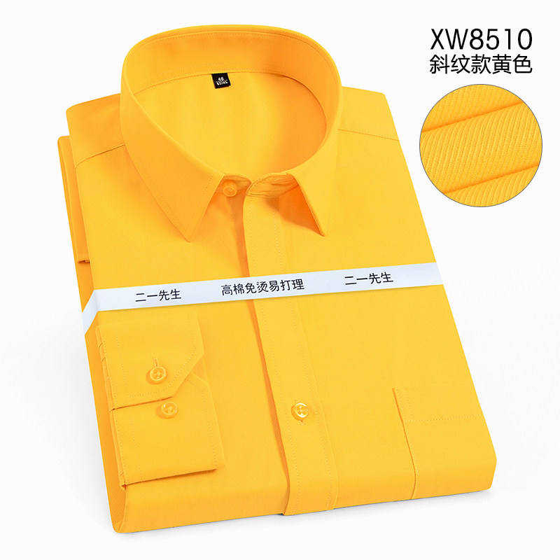 春季长袖衬衫男商l务正装职业工装衬衣春装新款大码免烫纯色工作