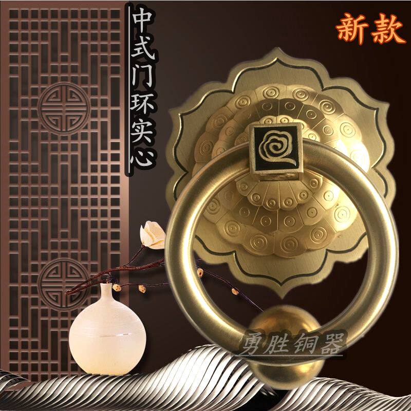 中式仿古a纯铜拉手古典铜饰实木门把手实心大门拉手老式门配件新