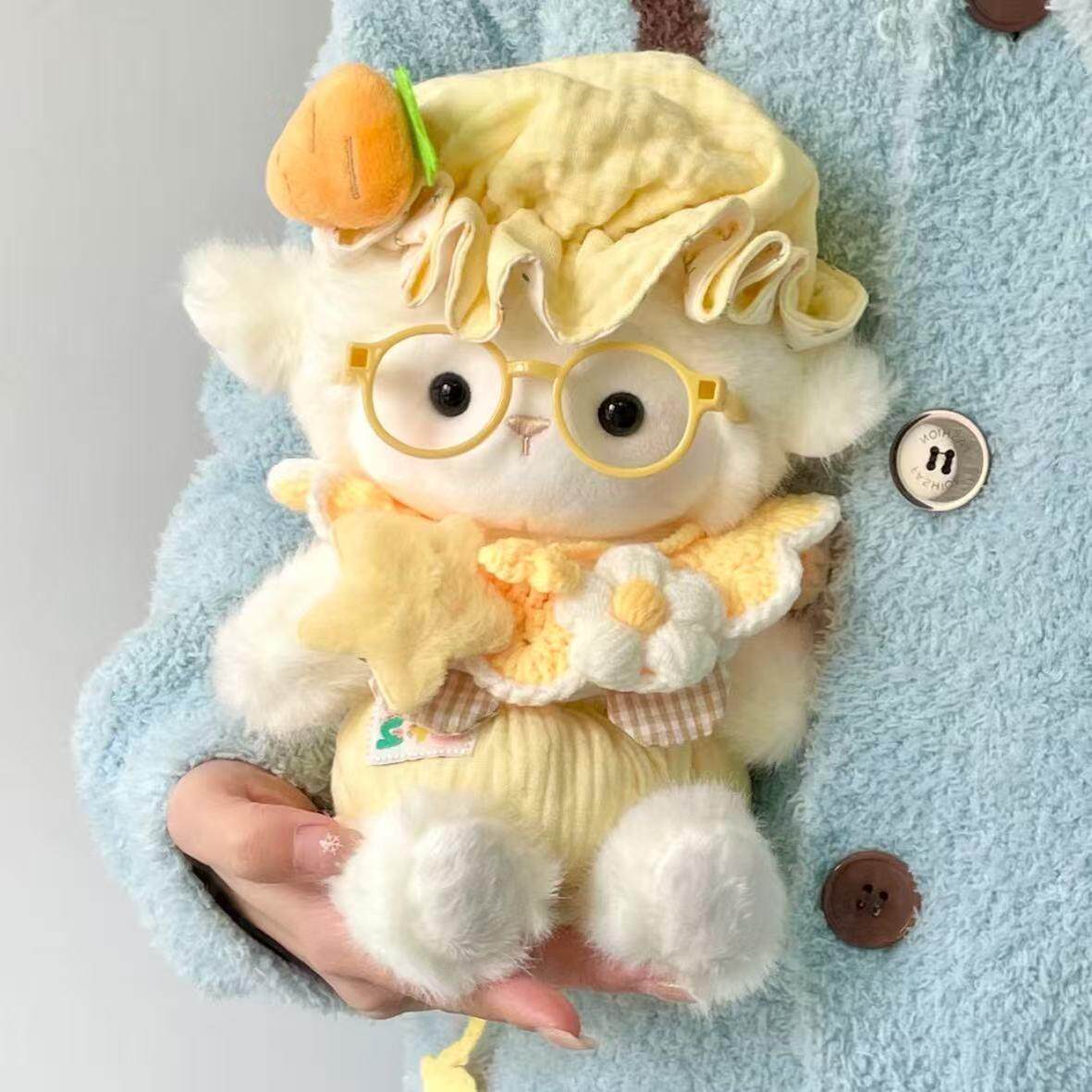 可爱奶芙睡帽宝宝羊毛绒玩具陪伴儿童玩偶安抚小羊布娃娃公仔