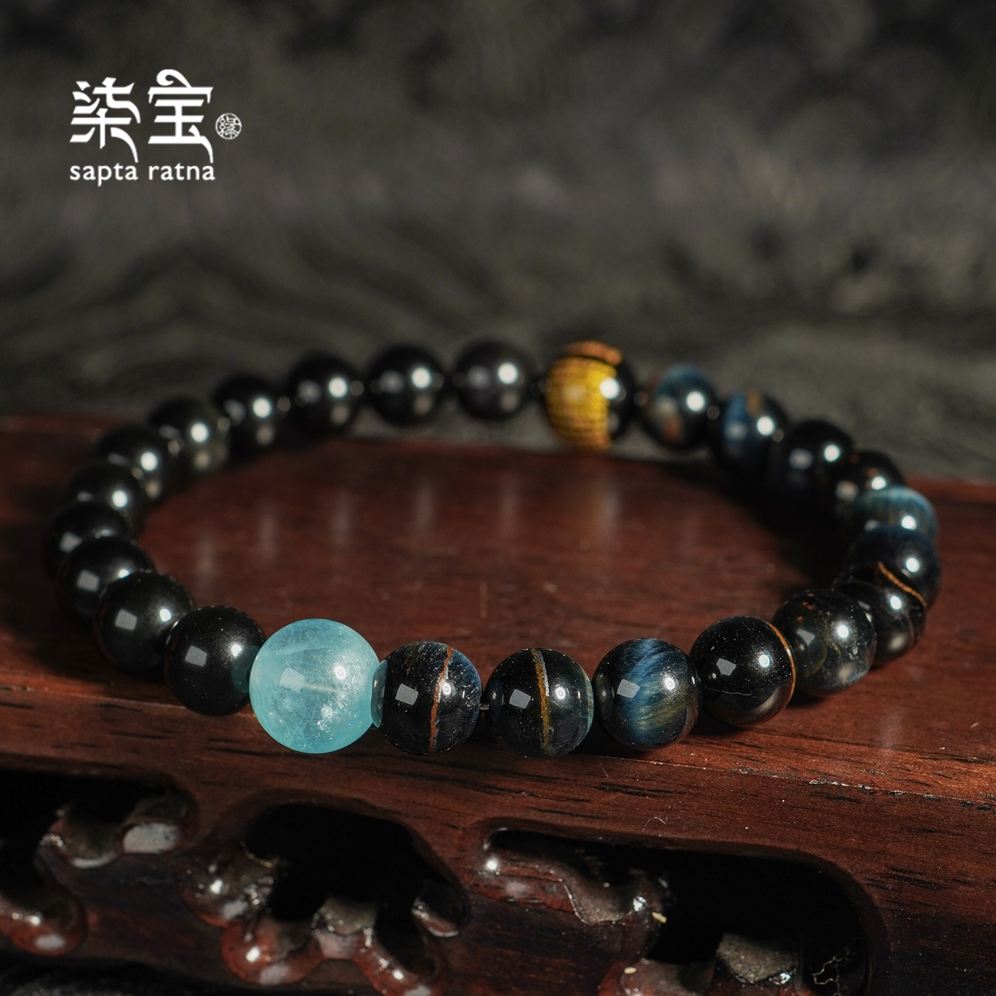 七宝缘天然黑曜石手串男女款