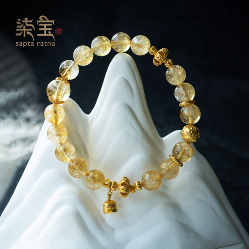 七宝缘天然黄水晶手串女款银灯笼