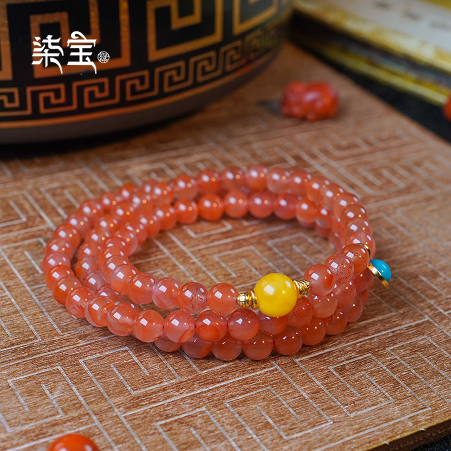 七宝缘天然南红玛瑙多圈手链