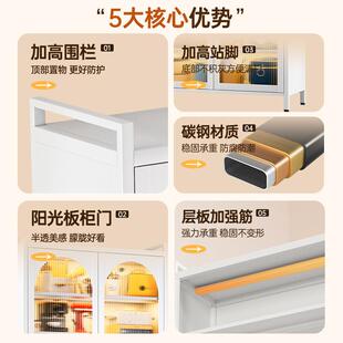 钢制厨房置物架防尘落地多层家用收纳多功能微波炉橱柜储物碗柜子