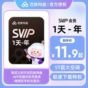 百度网盘超级会员SVIP1天卡云盘加速周卡月季度年卡【官方直充】