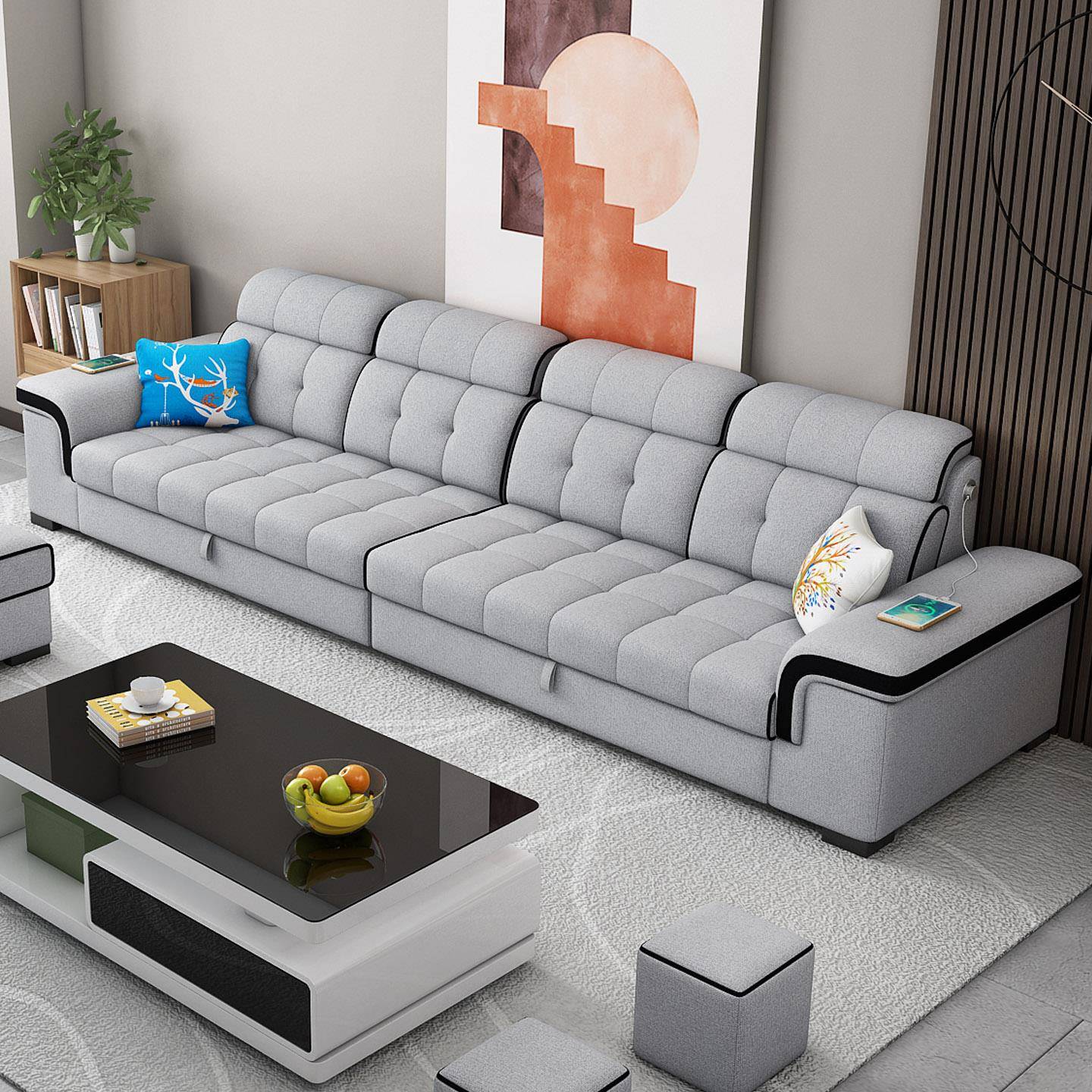 沙发床折叠两用客厅2025新款棉麻布小户型坐卧多功能网红实木沙发