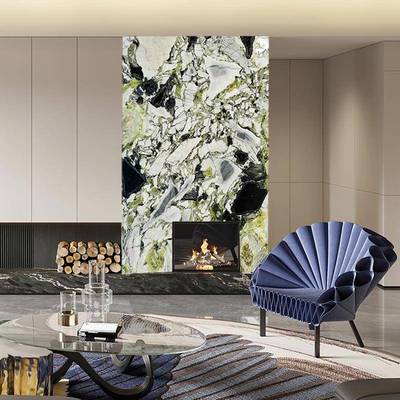 天然大理石百达冷翡翠爱尔兰绿色奢石玄关背景墙岛台餐桌茶几定做