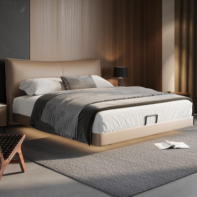 北栖香奈尔软包床意式极简真皮床现代简约主卧小户型婚床双人榉木