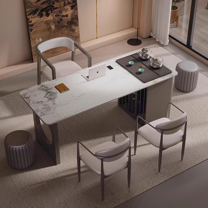 轻奢岩板茶桌客厅家用茶台现代简约茶桌椅组合阳台茶几烧水壶一体