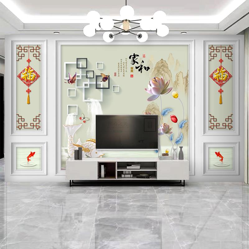 8d立体电视背景墙布客厅18d浮雕壁画3d装饰壁纸大气壁布影视墙画