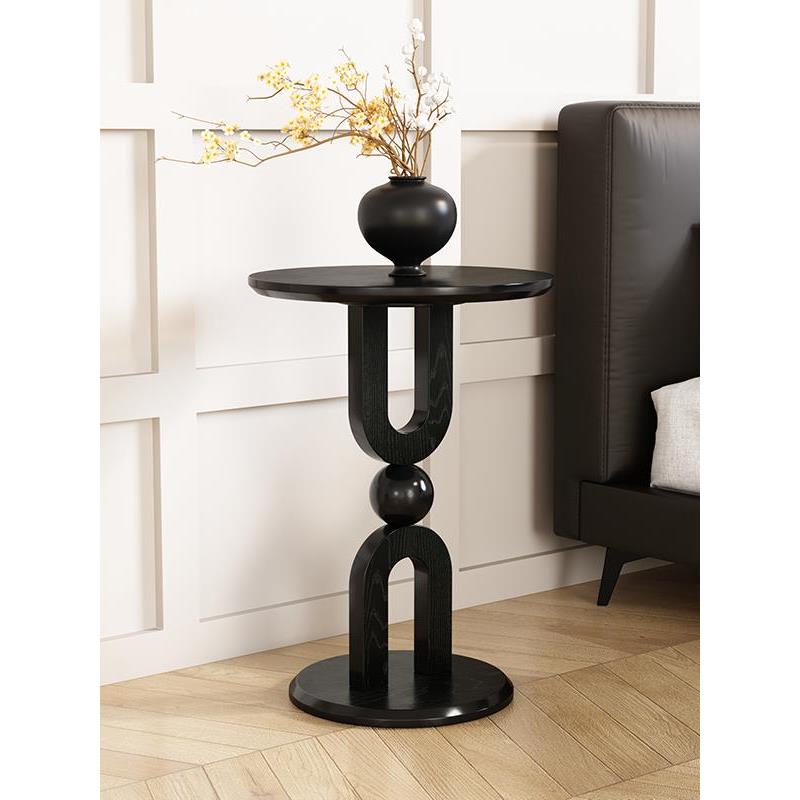 全实木法国中世纪圆桌客厅沙发床边创意覆古小桌子家庭Normcore