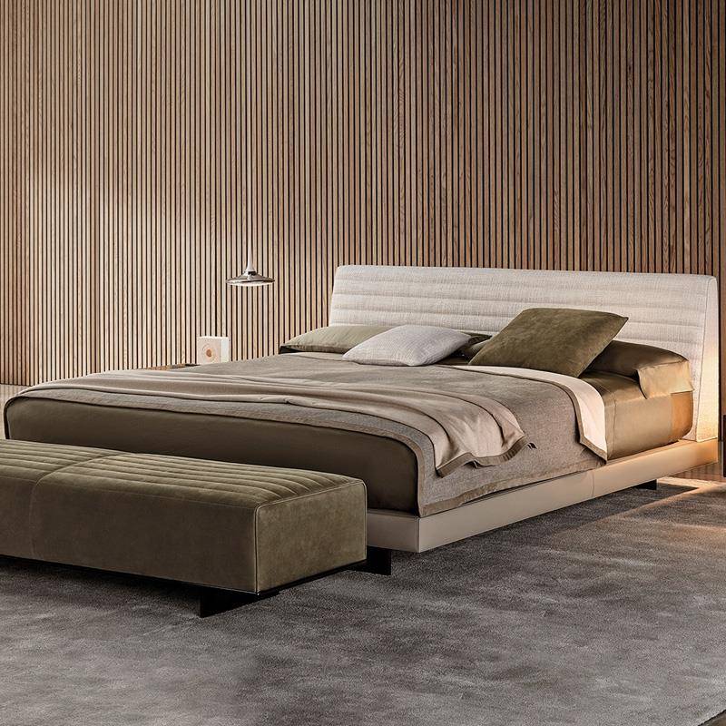 朴笙记罗杰床简约现代磨砂布轻奢气压意式极简储物布艺榉木排骨架