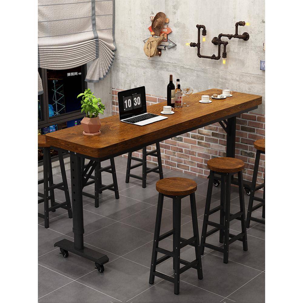 吧台桌升降桌靠墙家用电脑桌长条桌子简易吧台窄桌客厅可升降书桌