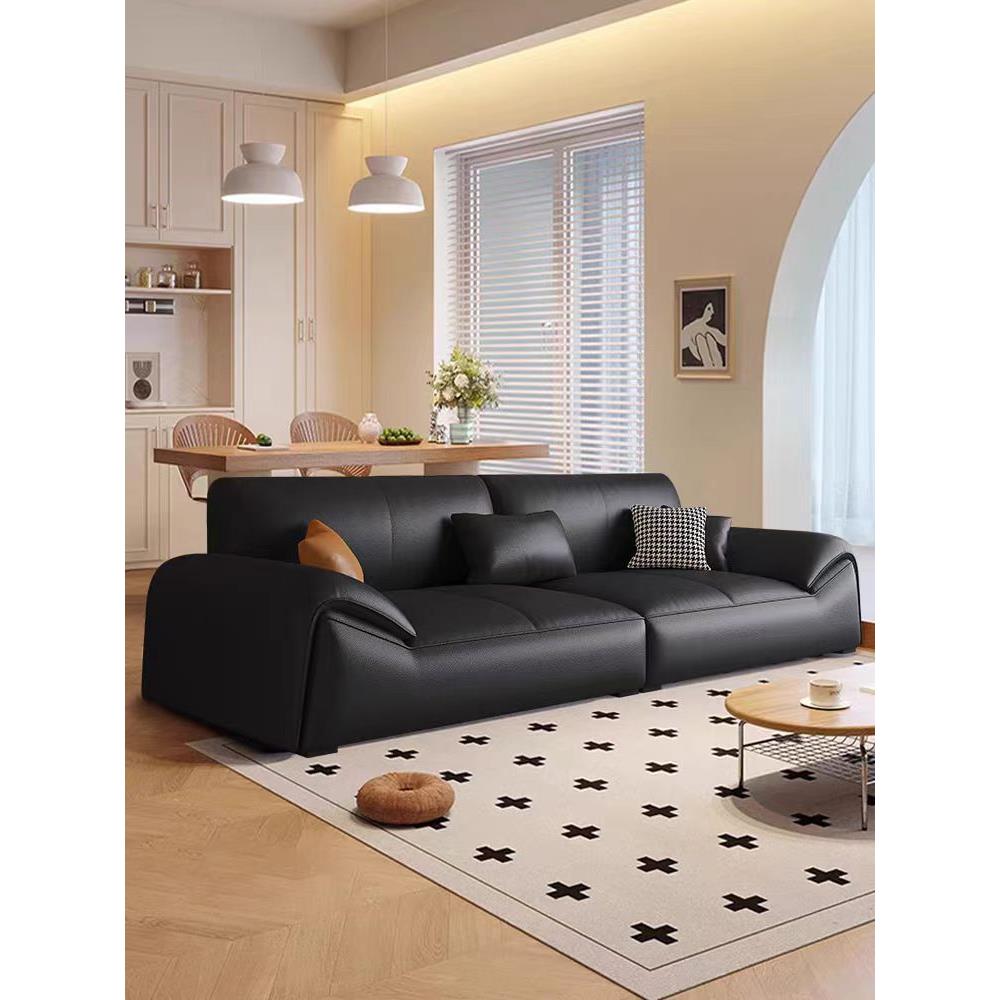 2025新意大利Normcore猫爪真皮沙发现代Normcore客厅小公寓可访问