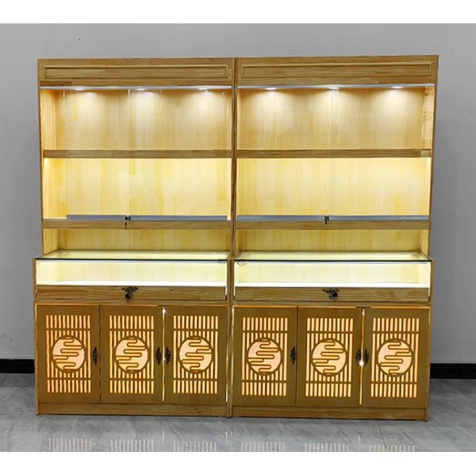 实木珠宝展示柜饰品翡翠玉器展柜古玩古董玉石收纳陈列柜玻璃柜台