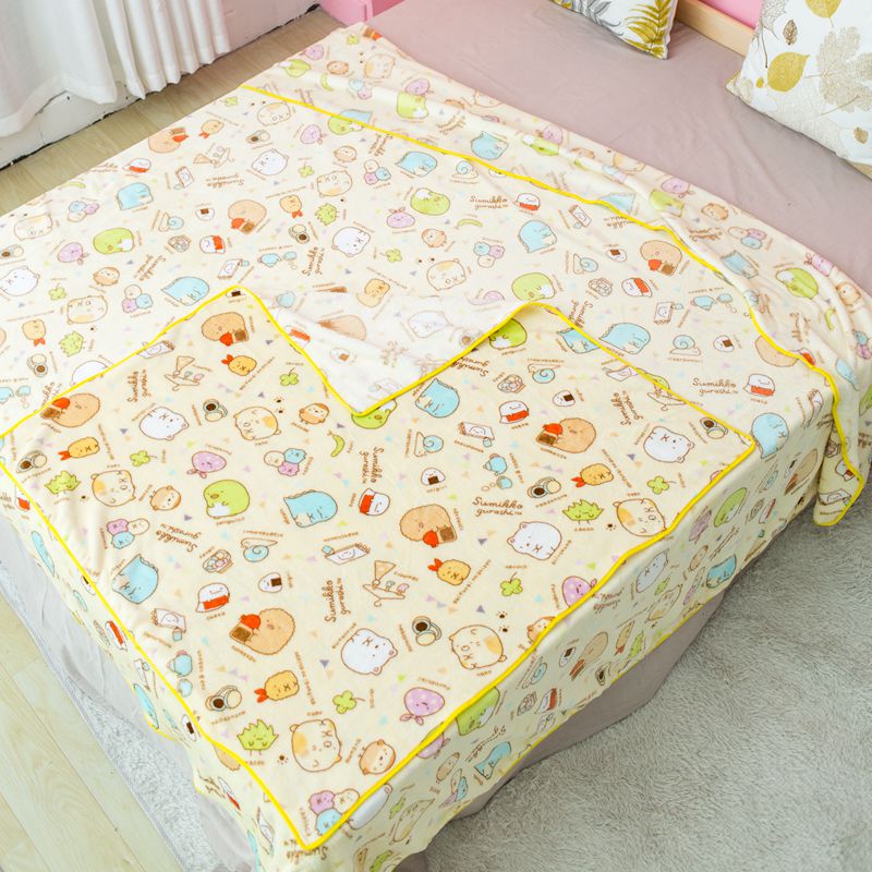 卡通珊瑚绒毛毯办公室午睡毯空调毯盖毯学生宿舍单人加厚被子床单