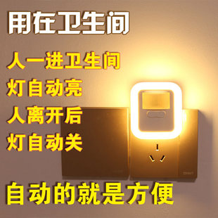 插电开关声调光遥控人来即亮体感应过道卧室卫生间喂奶led小夜灯