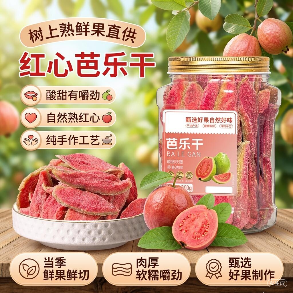 无蔗糖无添加红心芭乐干
