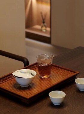吕氏竹匠竹编大漆茶盘茶具收纳盘干泡茶托盘竹制托盘便携功夫茶台
