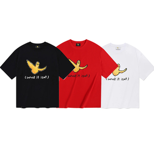 ‌whatitisnt小飞人潮牌纯棉男女同款上衣圆领宽松百搭短袖t恤