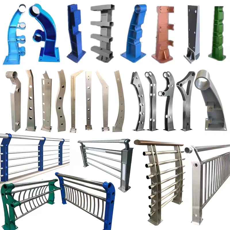 定制不锈钢碳钢桥梁防撞护栏复合管栏杆铝合金河道景观护栏立柱