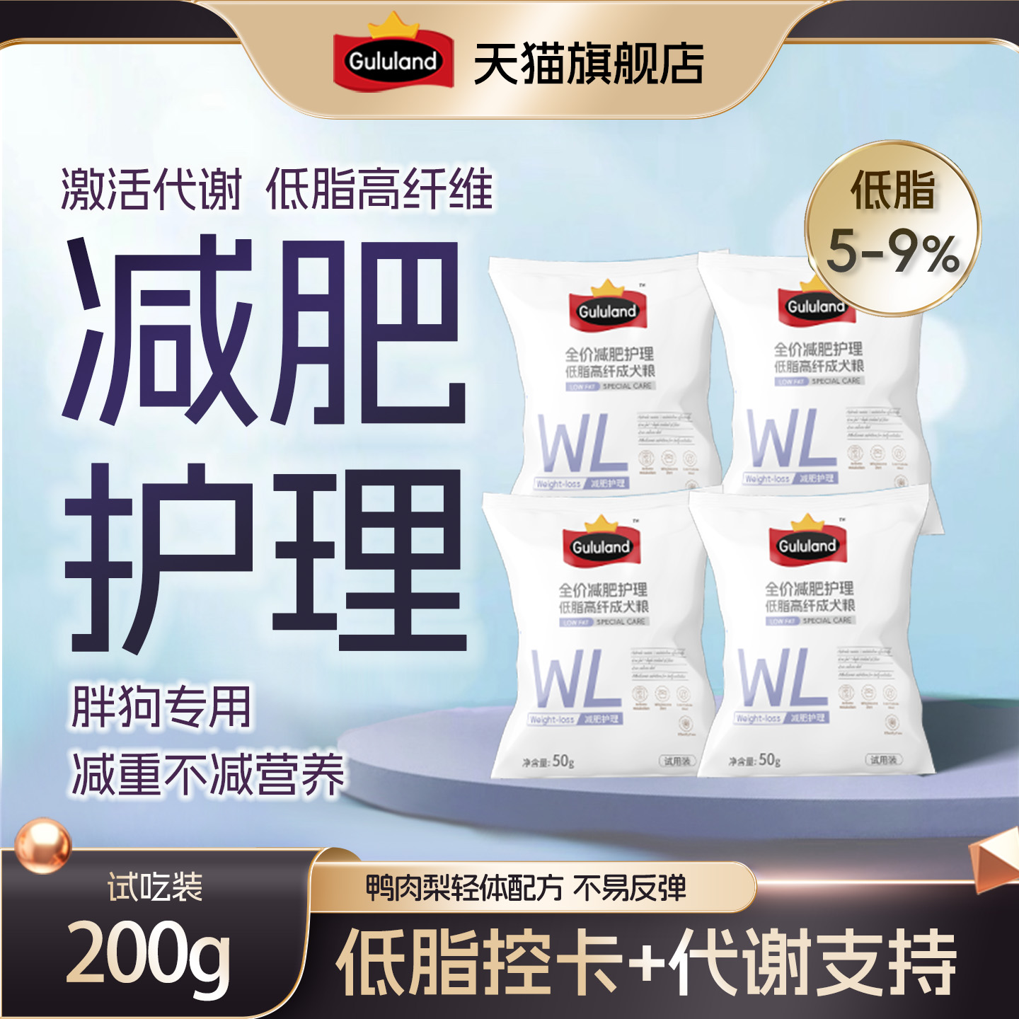 Gululand全价减肥护理低脂高纤维狗粮易消化试用装