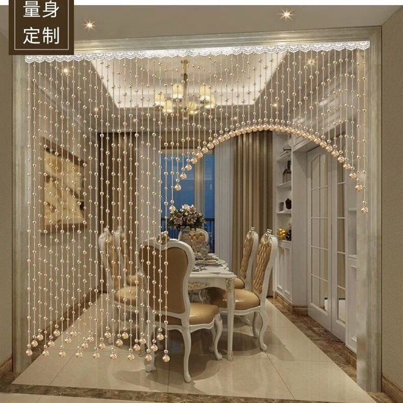 水晶珠帘玄关阳台客餐厅隔y断卫生间门帘装饰挂帘家用免打孔