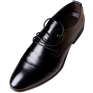 黑色小皮鞋男男生夏季尖头正装商务休闲鞋青年Q学生英伦韩版男鞋