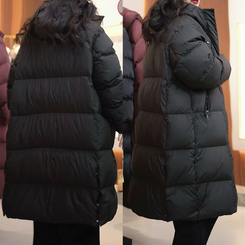 情侣男款长款羽绒jk服女冬季2025新款韩版连帽宽松过膝加厚保暖外