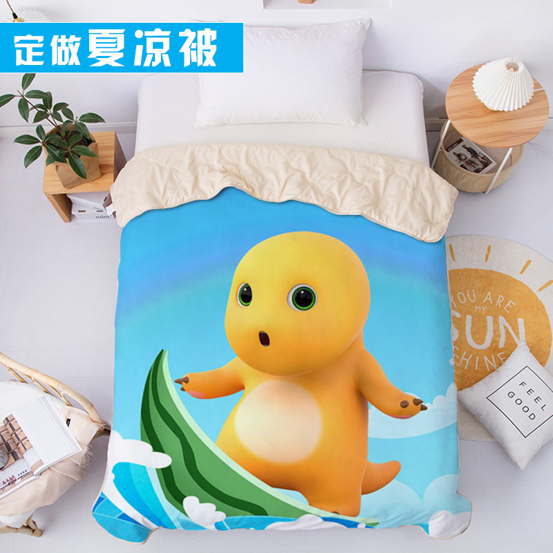 可爱卡通儿童小七l和奶龙空调被四件套幼儿园单人午睡保暖薄盖被