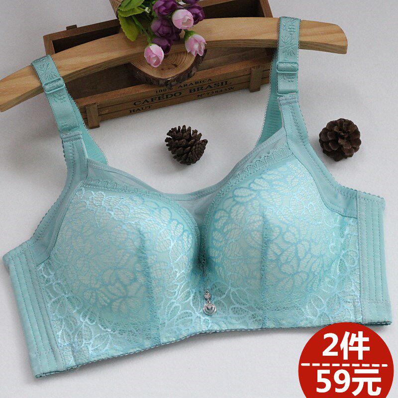 大码内衣胖mgm薄款女上托聚拢防下垂收副乳调整型文胸抹胸式有钢
