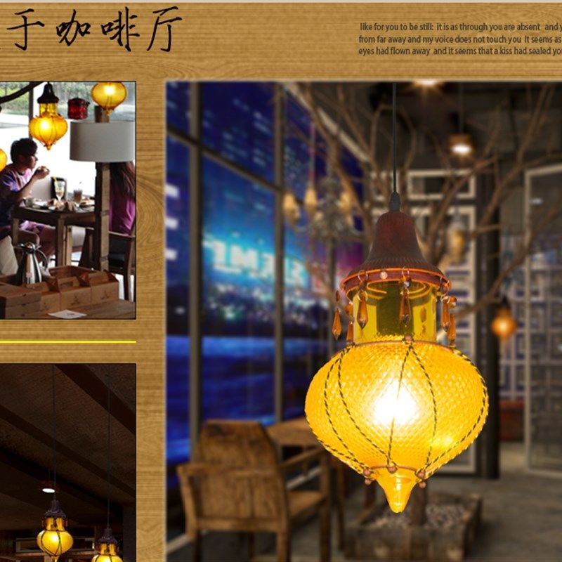 漫咖啡复古铁艺酒吧餐厅吊灯田园波西米亚KTV咖啡厅彩色玻璃灯具,家装灯饰光源,客厅吊灯,淘宝优惠券,粉丝福利购,淘宝优惠卷