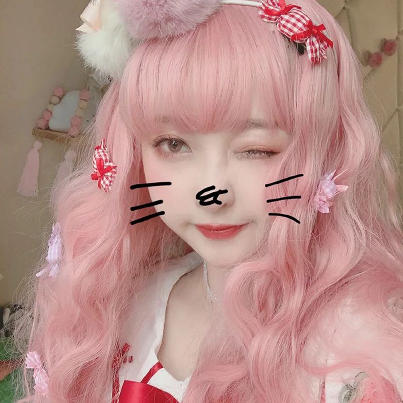 原宿软妹lolita假发女长发甜美可爱空气刘海长卷发型街拍彩色假毛
