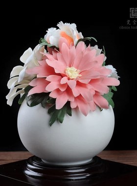 百花齐放陶瓷家居装饰玄关厨柜博古架办公桌白瓷瓷器工艺品摆件