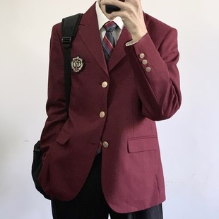 【刺篇】dk学院风红色蓝色男生制服西装成人礼西服外套学生全套装