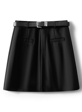 灰色西装短裙半身裙女春秋2024新款高腰显瘦百搭休闲显腿长A字裙