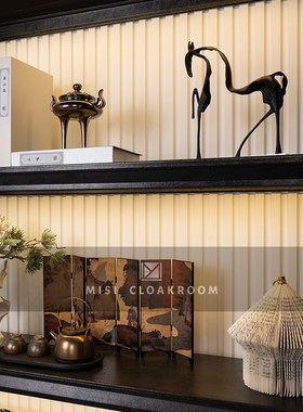 新中式样板间软装饰品茶具套装展厅装饰马口铁茶叶罐客厅茶室摆件