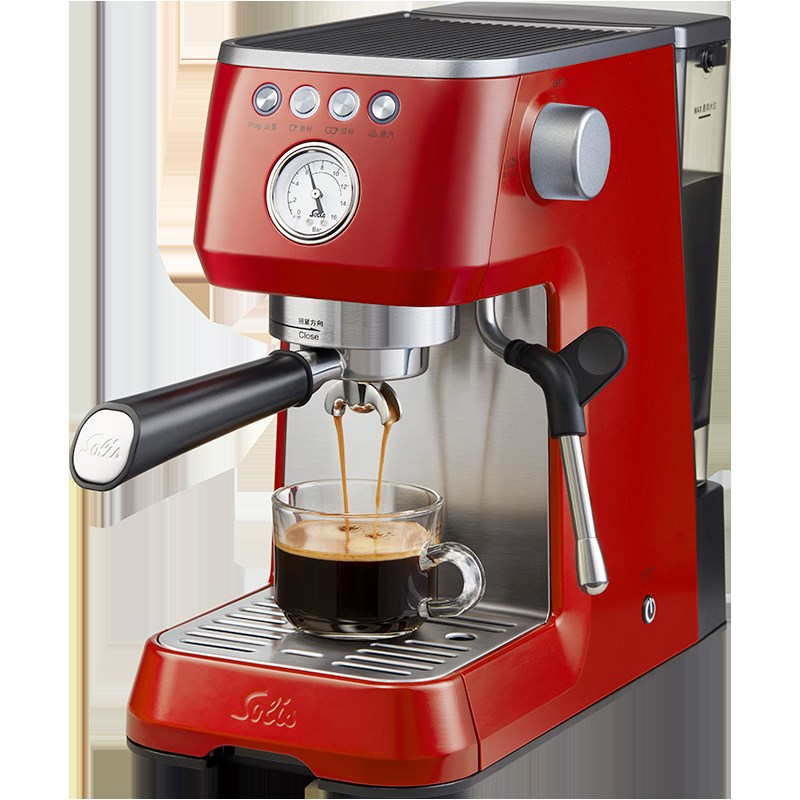 Solis/索利斯半自动意式咖啡机家用小型奶泡蒸汽一体机可视压力表