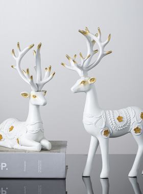 创意鹿摆件家居客厅玄关电视柜酒柜装饰品新家乔迁新居礼品小摆设