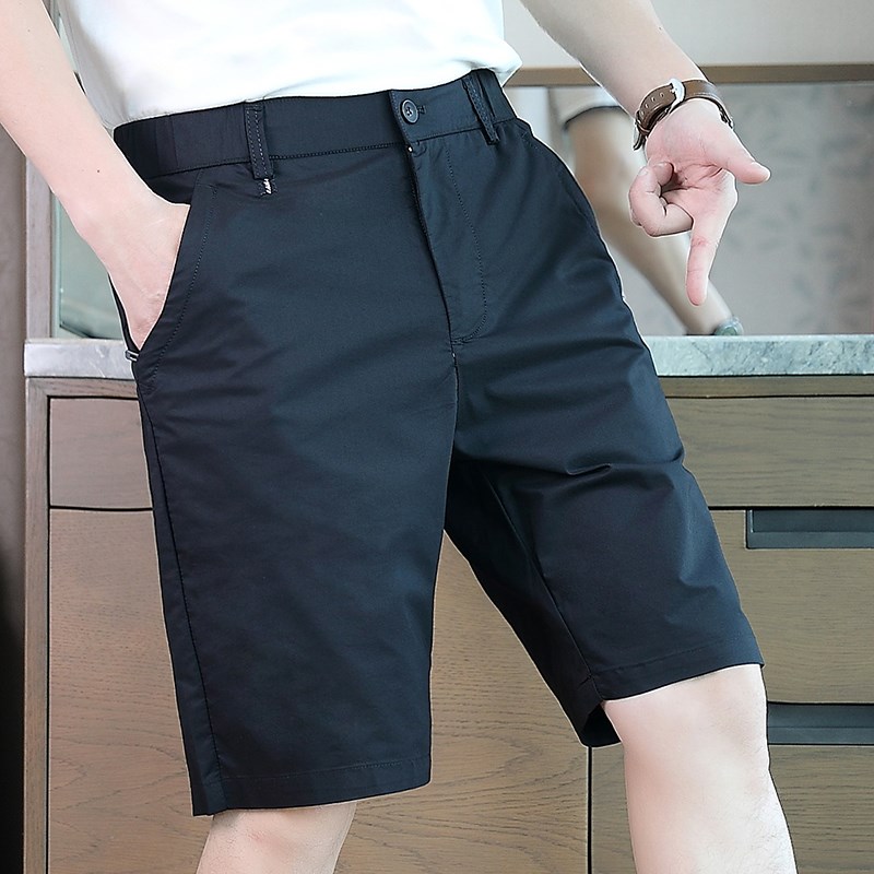 夏季薄款休闲西装短裤男士中裤修身直筒5分宽松五分裤子男款夏天