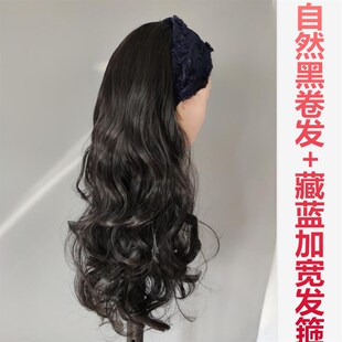 新款发箍假发U型卷发半头套长卷发大波浪发箍发直发接发片可拆卸