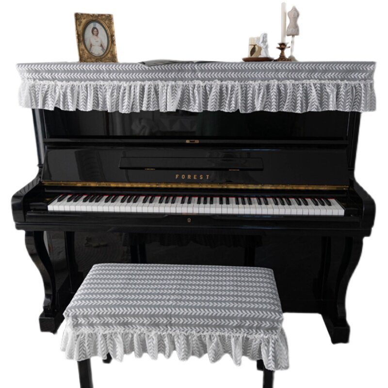 法式钢琴罩盖布白色蕾丝轻奢全罩琴键盖巾高档电钢琴罩半罩防尘罩