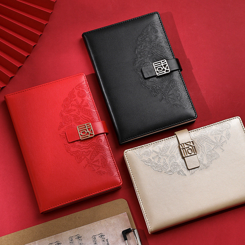 中国复古风2022年日程本软皮周计划表活页本可拆卸简约时间管理自