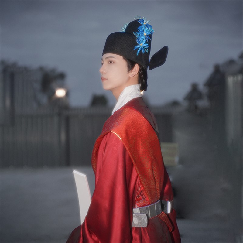 惜物国风 明制圆领汉服一品文官双鹤织锦绣花补服圆领袍汉婚婚服